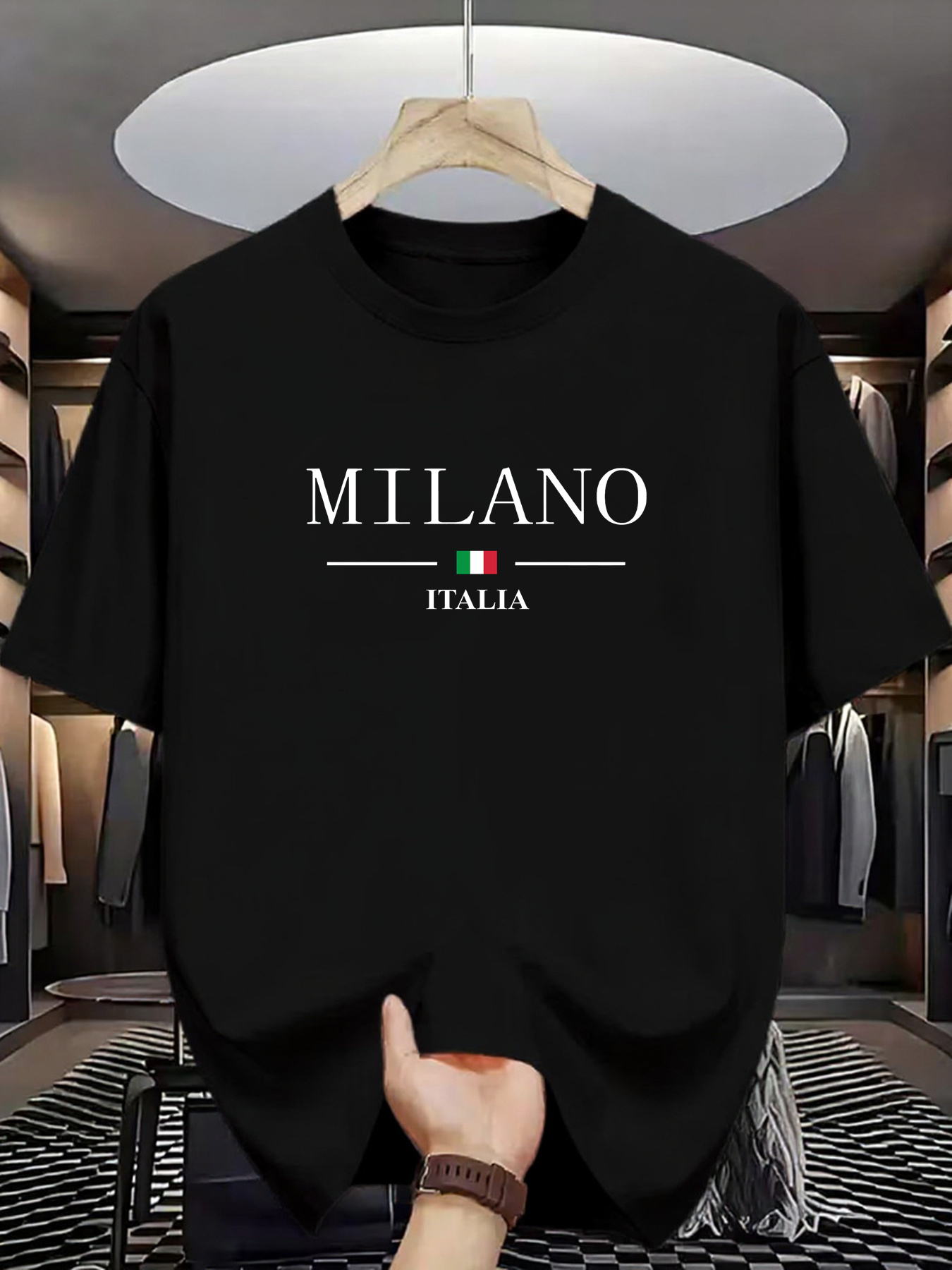 Street Fashion Milan - 밀란 이탈리아 프린트 남성용 통기성 폴리에스터