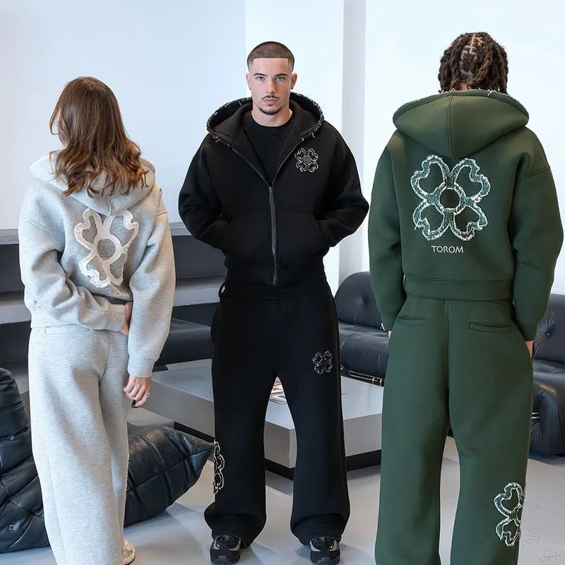 Street Fashion Y2K - 봄 가을 오버사이즈 네잎 클로버 아플리케