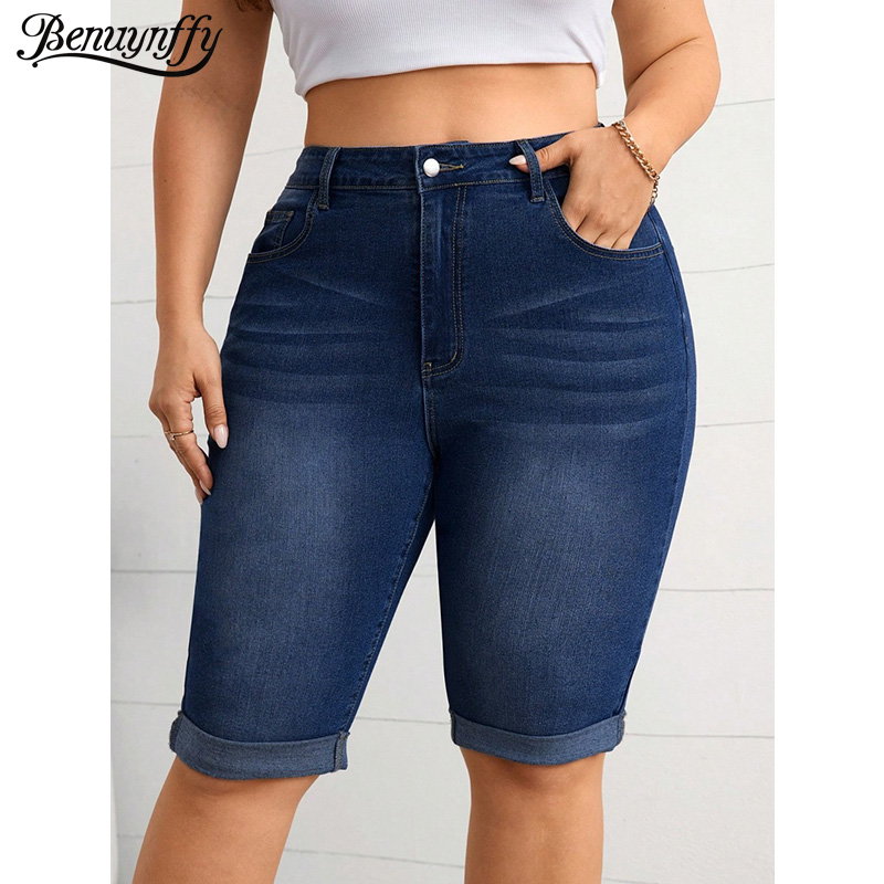 Street Fashion Plus Size - Benuynffy 플러스 사이즈 빈티지 미드 웨이스트