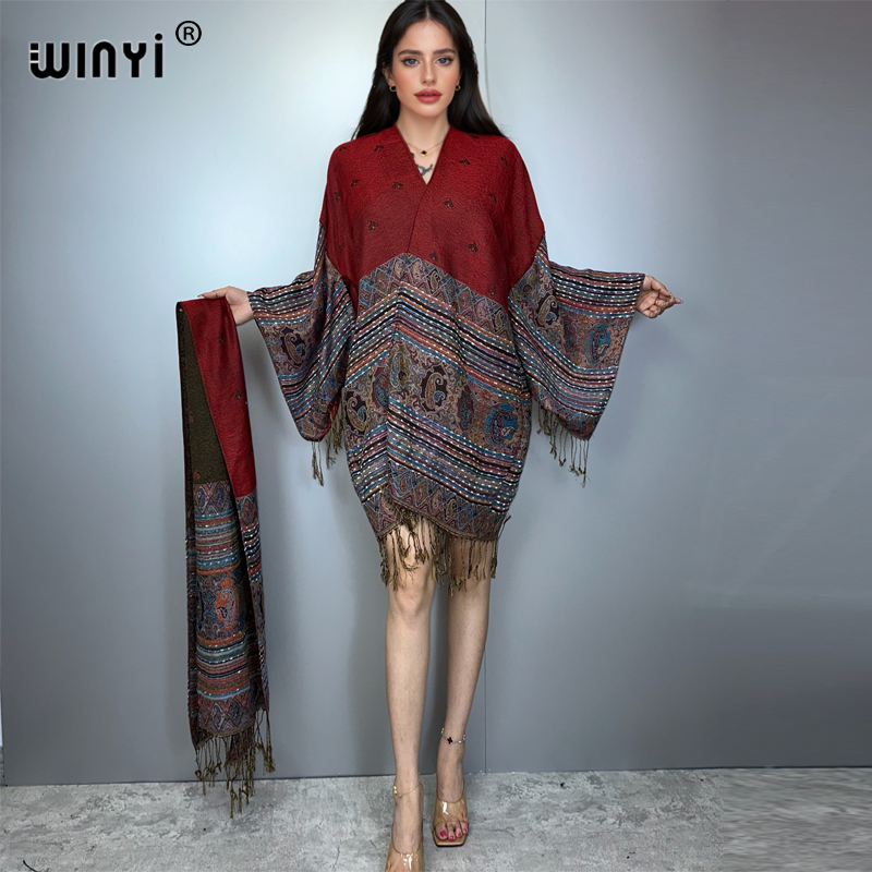 Street Fashion Kimono - WINYI 기모노 맥시 코트 아프리카 여성