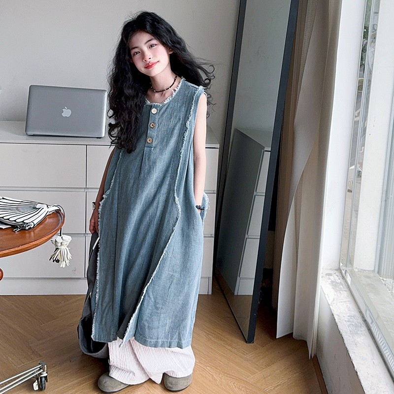 Street Fashion Outfit Girl - 느슨한 스타일 키즈 럭셔리 여름 데님