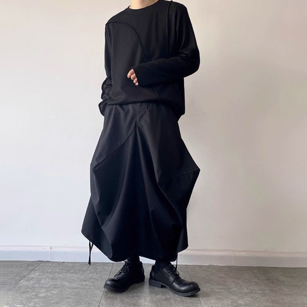 여름 신작 남성 솔리드 컬러 불규칙 스커트 바지 중국  - Street Fashion In Chinese 리뷰 및 가격