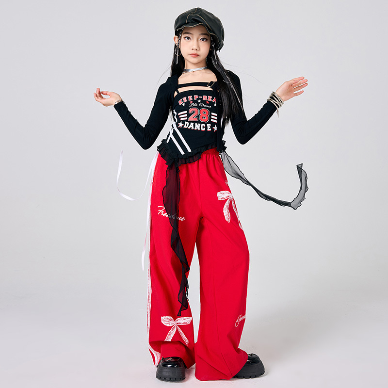 새로운 여자 K-Pop 재즈 무대 의상 블랙 화이트 탑 - Street Fashion Outfit Girl 리뷰 및 가격