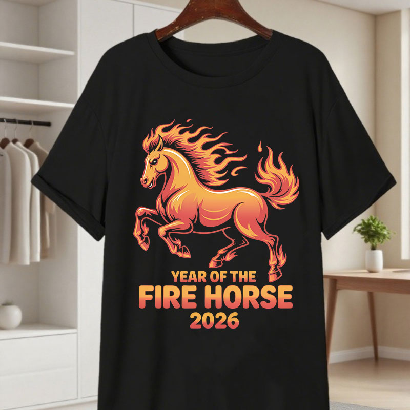 Fire Horse 2026 여성 남성 코튼 티셔츠 중 - Street Fashion In Chinese 리뷰 및 가격