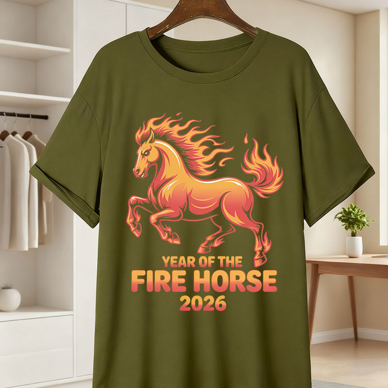Fire Horse 2026 여성 남성 코튼 티셔츠 중 - Street Fashion In Chinese 리뷰 및 가격