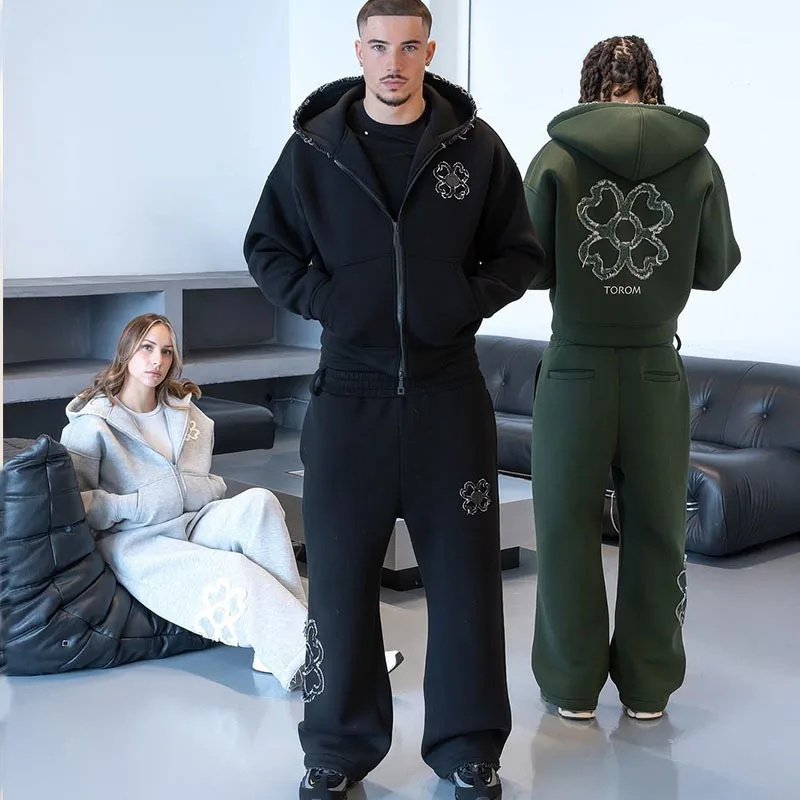 봄 가을 오버사이즈 네잎 클로버 아플리케 지퍼업 후드티 - Street Fashion Y2K 리뷰 및 가격
