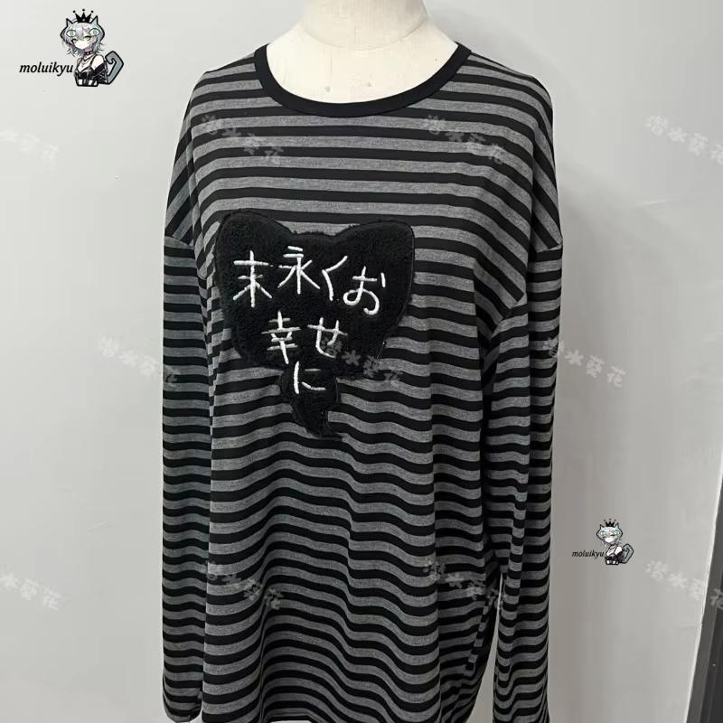 Y2K 아메리칸 펑크 빈티지 O 넥 긴팔 셔츠 올 매치 - Street Fashion Y2K 리뷰 및 가격
