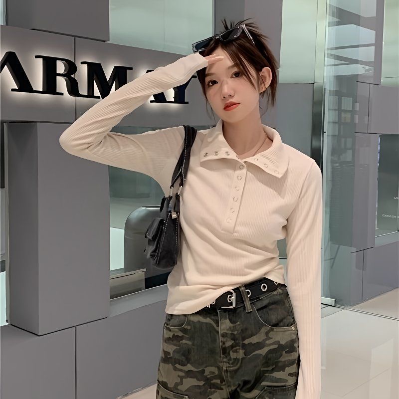 여성 패션 슬림 긴팔 셔츠 버튼 솔리드 섹시 걸 풀오버 - Street Fashion China Girl 리뷰 및 가격