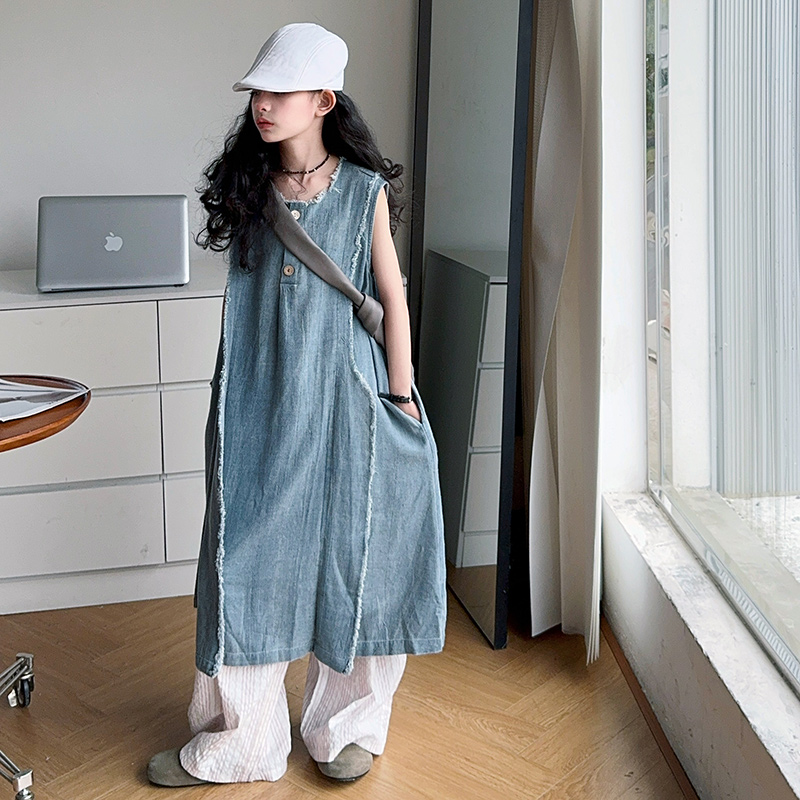 느슨한 스타일 키즈 럭셔리 여름 데님 드레스 10 대  - Street Fashion Outfit Girl 리뷰 및 가격