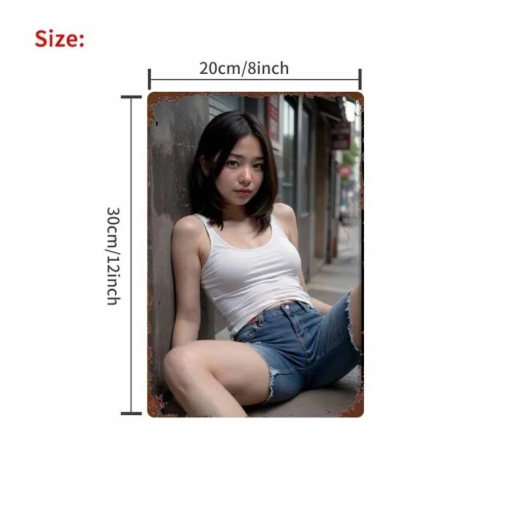 새로운 트렌디 HD 메탈 벽 장식 - 캐주얼한 흰색 탱 - Asian Street Fashion Girls 리뷰 및 가격