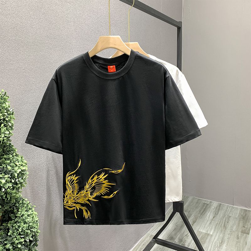 피닉스 자수 중국 스타일 반팔 티셔츠 남성 여름 신상  - Street Fashion In Chinese 리뷰 및 가격
