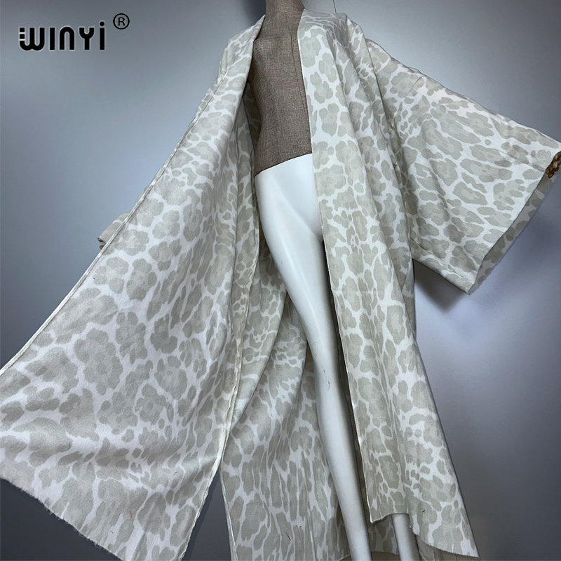 윈이 겨울 레오파드 가디건 아프리카 여성용 따뜻한 긴  - Street Fashion Kimono 리뷰 및 가격