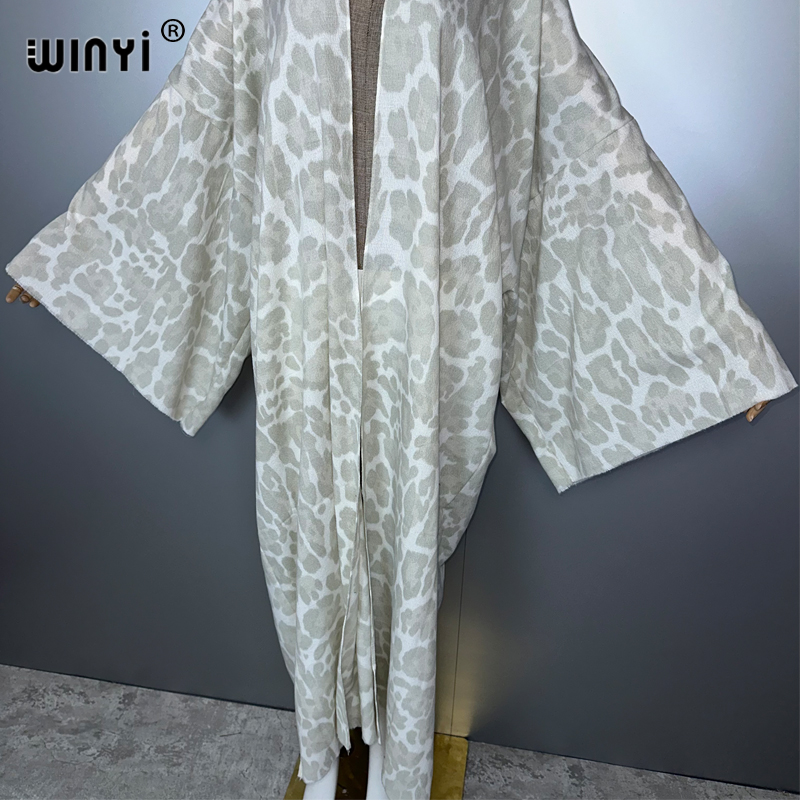 윈이 겨울 레오파드 가디건 아프리카 여성용 따뜻한 긴  - Street Fashion Kimono 리뷰 및 가격