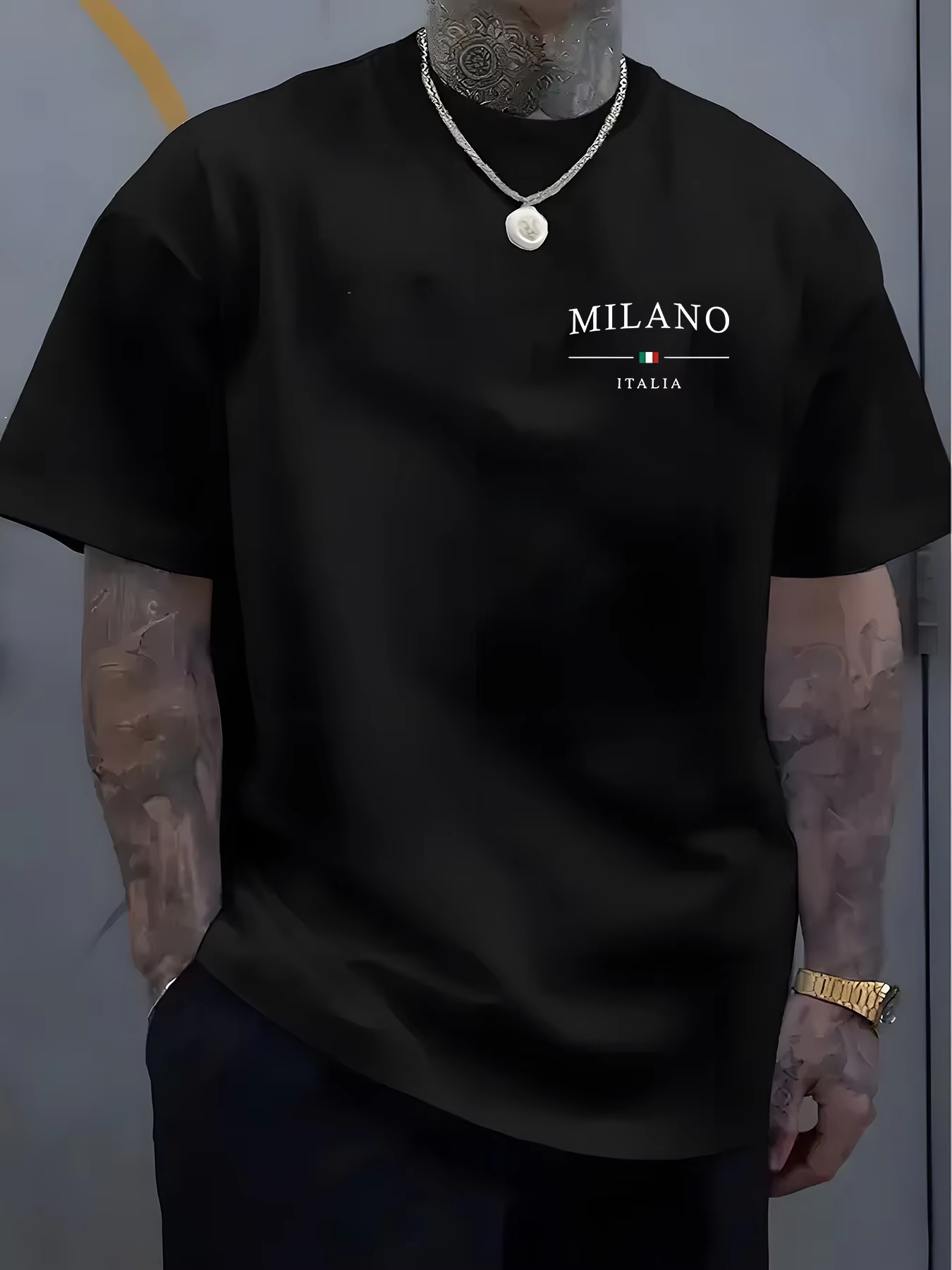 밀라노 스타일 프린트가 있는 남성용 캐주얼 반팔 티셔츠 - Street Fashion Milan 리뷰 및 가격